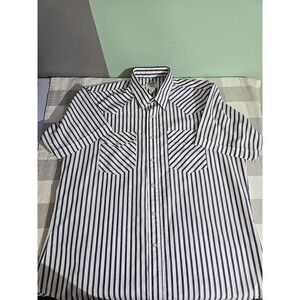 Ruddock Western Cowboy Shirt Striped Button Down Long Tall Retro 80s Menswear XL